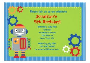 Robot Birthday Invitation Template Robot Birthday Party Invitations 5 Quot X 7 Quot Invitation Card