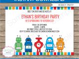 Robot Birthday Invitation Template Robot Party Invitations Template Birthday Party