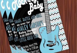 Rock and Roll Baby Shower Invitations Rock and Roll Baby Shower Invitation Blue Silver Mimi S