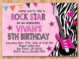 Rock Star Birthday Party Invitation Wording Rock Star Birthday Invitation Girl Birthday Party Zebra Print