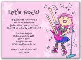 Rock Star Birthday Party Invitation Wording Rock Star Girl Invitations for A Kids Birthday Party by Milelj