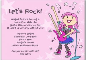 Rock Star Birthday Party Invitation Wording Rock Star Girl Invitations for A Kids Birthday Party by Milelj