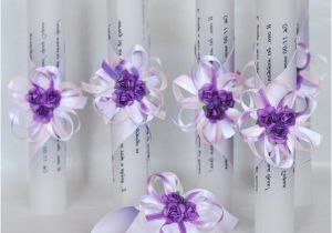 Rolling Wedding Invitation Cards Handmade Wedding Invitation Papyrus with Purple Roses
