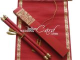 Rolling Wedding Invitation Cards S862 Red Color Shimmery Finish Paper Scroll Invitations