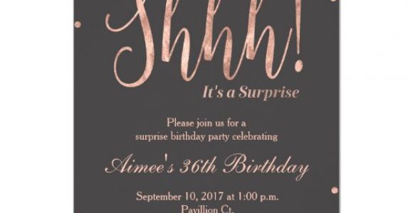 Rose Gold Birthday Invitation Template Free Rose Gold Surprise Birthday Party Invitation Zazzle Com