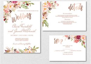 Rose Gold Wedding Invitation Template Rose Gold and Copper Wedding Accents From Etsy