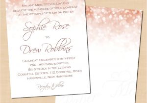 Rose Gold Wedding Invitation Template Rose Gold Sparkles Wedding Invitation 5×7 Portrait