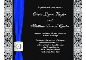 Royal Blue and Black Wedding Invitations Royal Blue Black Lace Wedding Invitation Zazzle