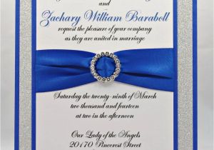 Royal Blue and Black Wedding Invitations Stunning Royal Blue Silver Glitter Wedding Invitation