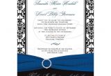 Royal Blue and Black Wedding Invitations Wedding Invitation Black White Damask Printed Royal