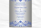 Royal Blue and Silver Bridal Shower Invitations Royal Blue and Silver Wedding Invitation Template Diy