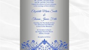 Royal Blue and Silver Bridal Shower Invitations Royal Blue and Silver Wedding Invitation Template Diy