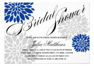 Royal Blue and Silver Bridal Shower Invitations Royal Blue Silver Gray Floral Burst Bridal Shower 5 Quot X 7