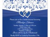 Royal Blue and Silver Bridal Shower Invitations Royal Blue White Floral Hearts Bridal Shower 5 25×5 25