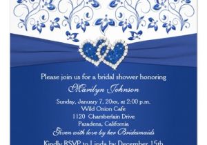 Royal Blue and Silver Bridal Shower Invitations Royal Blue White Floral Hearts Bridal Shower 5 25×5 25