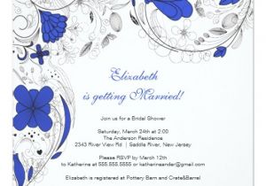 Royal Blue Bridal Shower Invitations Floral Flowers Bridal Shower Invitation Royal Blue Zazzle