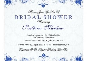Royal Blue Bridal Shower Invitations Royal Blue White Damask Bridal Shower Invitation Zazzle