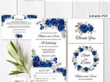 Royal Blue Wedding Invitation Template Blue Wedding Invitation Template Royal Blue Wedding Etsy