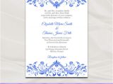 Royal Blue Wedding Invitation Template Royal Blue Wedding Invitation Template Diy Printable Birthday