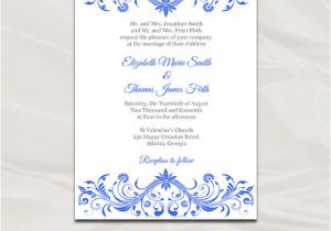 Royal Blue Wedding Invitation Template Royal Blue Wedding Invitation Template Diy Printable Birthday