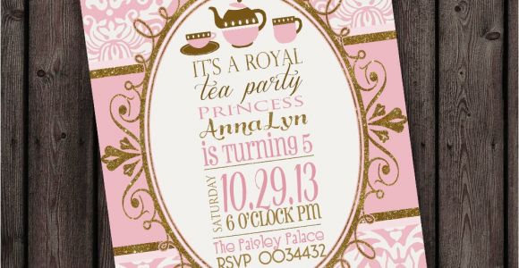 Royal Tea Party Invitation Wording Customized Wording Tea Party Invitation Royal Tea Party