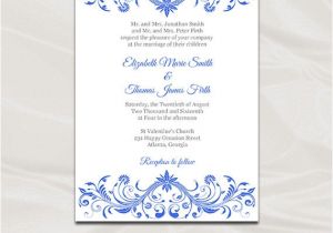 Royal Wedding Invitation Template Royal Blue Wedding Invitation Template Diy Printable Birthday