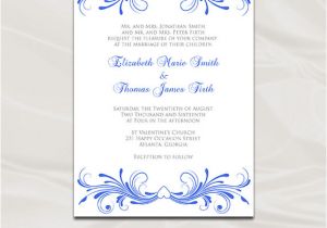 Royal Wedding Invitation Template Royal Blue Wedding Invitations Template by