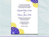 Royal Wedding Party Invitation Template Royal Blue and Yellow Wedding Invitation Template Printable
