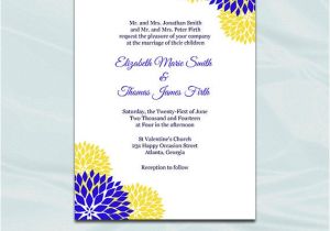 Royal Wedding Party Invitation Template Royal Blue and Yellow Wedding Invitation Template Printable