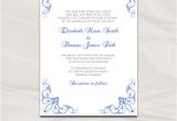 Royal Wedding Party Invitation Template Royal Blue Wedding Invitation Template Diy Printable Blue