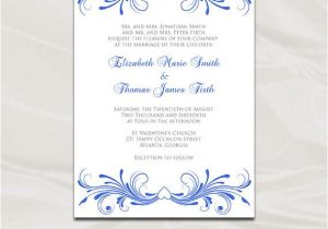 Royal Wedding Party Invitation Template Royal Blue Wedding Invitations Template by