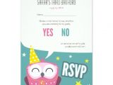 Rsvp Birthday Invitation Sample Claudette the Owl Kids Birthday Party Rsvp 3 5 Quot X 5