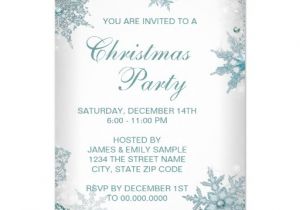 Rsvp Christmas Party Invitation Elegant Teal Blue Snowflake Christmas Party Rsvp