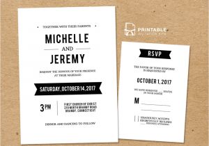 Rsvp Wedding Invitation Template Clean Fonts Printable Wedding Invitation Template and