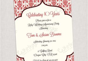 Ruby Wedding Anniversary Party Invitations 40th Ruby Anniversary Invitation Printable Digital File