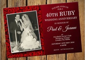 Ruby Wedding Anniversary Party Invitations 40th Ruby Wedding Anniversary Invitations No 9