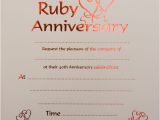 Ruby Wedding Anniversary Party Invitations Ruby Wedding Anniversary Invitations