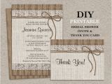 Rustic Bridal Shower Invitations with Matching Recipe Cards Rustic Bridal Shower Invitation Set with Thank You Card Diy
