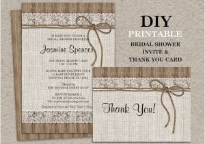 Rustic Bridal Shower Invitations with Matching Recipe Cards Rustic Bridal Shower Invitation Set with Thank You Card Diy