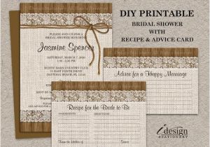 Rustic Bridal Shower Invitations with Matching Recipe Cards Rustic Bridal Shower Invitations with Matching Recipe