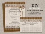 Rustic Bridal Shower Invitations with Recipe Cards Diy Printable Rustic Bridal Shower Invitation with Recipe