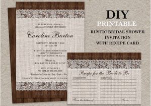 Rustic Bridal Shower Invitations with Recipe Cards Items Similar to Rustic Bridal Shower Invitation with
