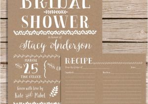Rustic Bridal Shower Invitations with Recipe Cards Rustic Bridal Shower Invitation with Recipe Card Vintage