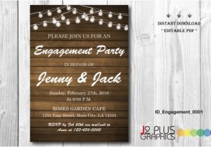 Rustic Party Invitation Template Instant Download Engagement Invitation Rustic Lights