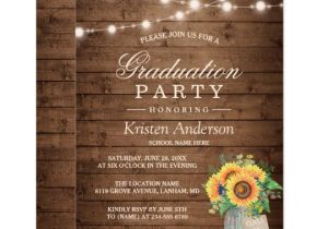 Rustic Party Invitation Template Rustic Sunflowers String Lights Graduation Party