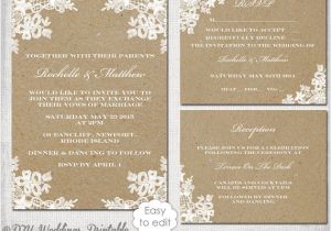 Rustic Wedding Invitation Template Free Download Rustic Wedding Invitation Set Diy Quot Rustic Lace Quot Printable