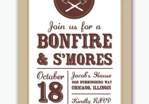 S More Party Invitation Bonfire and S Mores Campfire Party Invitation by