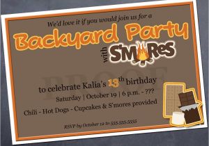 S More Party Invitation Printable Birthday Invitation S Mores Backyard Party
