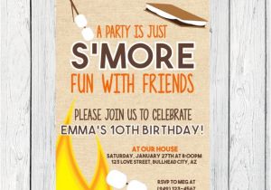 S More Party Invitation S Mores Birthday Invitation Digital File