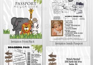Safari Passport Baby Shower Invitations Jungle Safari Passport Boarding Pass Invitation Set